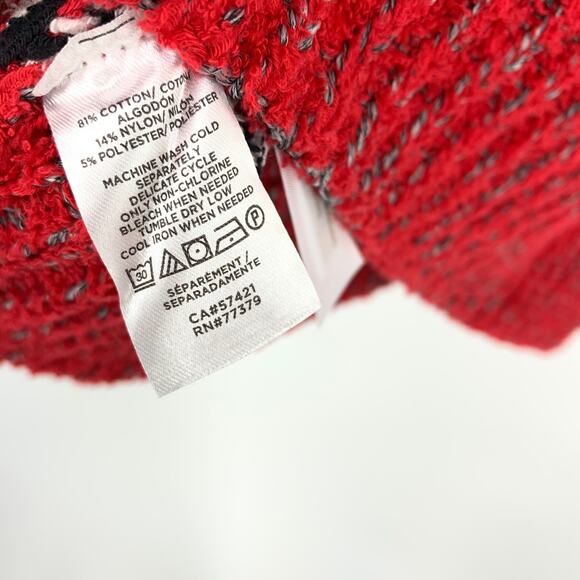 Ann Taylor Pullover Crew Neck Sweater Womens Size Medium Red White Black Knit - Picture 8 of 8